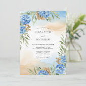 Invitation Hydrangea Bleu Mariage Éthéré (Debout devant)