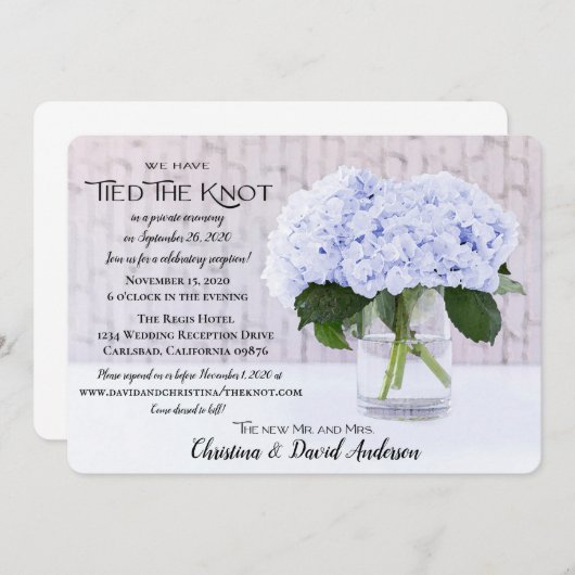 Invitation Hydrangea Bleu Nous Nous Sommes Mariés (Devant / Derrière)