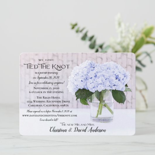 Invitation Hydrangea Bleu Nous Nous Sommes Mariés (Debout devant)