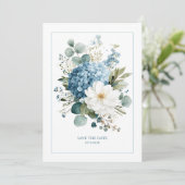 Invitation Hydrangea Bleu Poussiéreux Élégant Anémone Blanche (Debout devant)