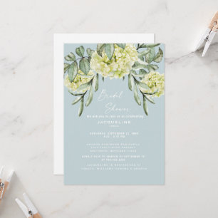 Invitation Hydrangea Bleu Poussiéreux Élégant Baby Shower