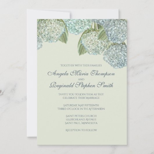 Invitation Hydrangea Bleu/Vert Sage (Devant)