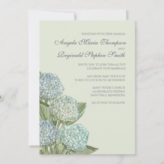 Invitation Hydrangea Bleu/Vert Sage (Devant)
