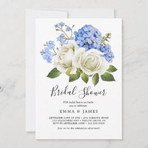 Invitation Hydrangea Bleue Charmante   Fête de Mariage Blanch