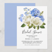 Invitation Hydrangea Bleue Charmante | Fête de Mariage Blanch (Devant / Derrière)