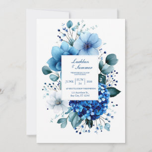Invitation Hydrangea bleue élégante Anémone Eucalyptus