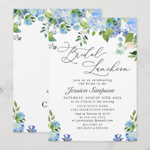 Invitation Hydrangea Bleue Élégante Aquarelle pour Luncheon d