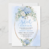 Invitation Hydrangea Bleue Élégante avec Accent Doré pour un (Devant)