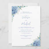 Invitation Hydrangea Bleue Élégante Mariage Floral (Devant)