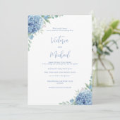 Invitation Hydrangea Bleue Élégante Mariage Floral (Debout devant)