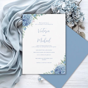 Invitation Hydrangea Bleue Élégante Mariage Floral