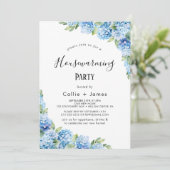 Invitation Hydrangea Bleue Élégante | Pendaison de Crème de M (Debout devant)