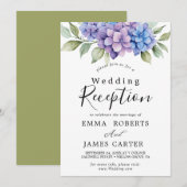 Invitation Hydrangea Bleue Élégante | Réception de Mariage Bl (Devant / Derrière)