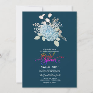 Invitation Hydrangea Bleue Élégante   Réception de Mariage Na