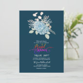 Invitation Hydrangea Bleue Élégante | Réception de Mariage Na (Debout devant)