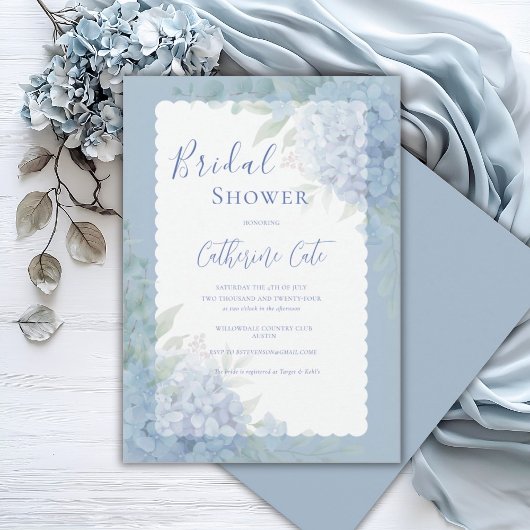 Invitation Hydrangea Bleue Fête de Mariage Florale Pastel