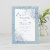 Invitation Hydrangea Bleue Fête de Mariage Florale Pastel (Debout devant)