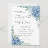 Invitation Hydrangea Bleue Fleurs Mariage à pois (Devant)