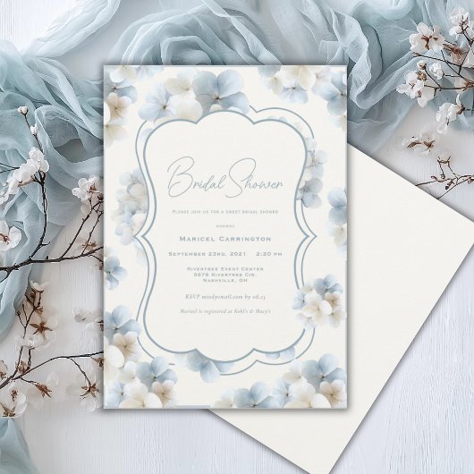 Invitation Hydrangea Bleue Fleurs Vintage Shower de Mariage