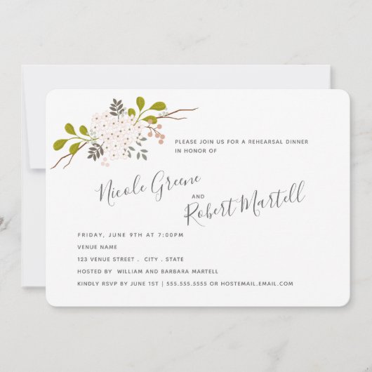 Invitation Hydrangea Blooms Dîner De Répétition Botanique (Devant)
