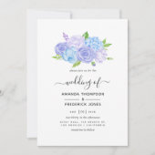 Invitation Hydrangea Blue et Lavender Mariage clair (Devant)