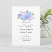 Invitation Hydrangea Blue et Lavender Mariage clair (Debout devant)