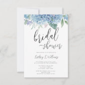 Invitation Hydrangea Blue Floral Douche nuptiale (Devant)