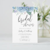 Invitation Hydrangea Blue Floral Douche nuptiale (Debout devant)