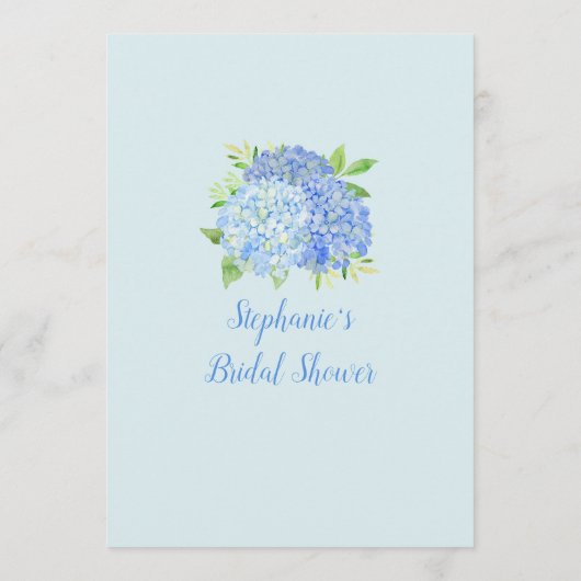 Invitation Hydrangea Blue Floral Fête des mariées Jeu (Dos)