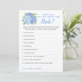 Invitation Hydrangea Blue Floral Fête des mariées Jeu (Debout devant)