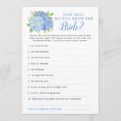 Invitation Hydrangea Blue Floral Fête des mariées Jeu (Devant)