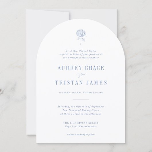 Invitation HYDRANGEA Blue Floral Wedding (Devant)