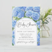 Invitation Hydrangea Blue Flowers Baby shower garçon (Debout devant)