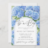 Invitation Hydrangea Blue Flowers C'est un Baby shower garçon (Devant)