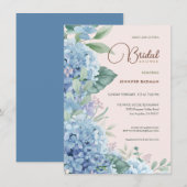 Invitation Hydrangea Blush Rose Dusty Blue Fête des mariées (Devant / Derrière)