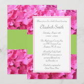 Invitation Hydrangea Bordure Rose Vert Enterrement de Vie de (Devant / Derrière)