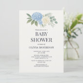 Invitation Hydrangea Botanical Eucalyptus Baby Shower (Debout devant)