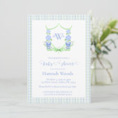 Invitation Hydrangea Chinoiserie Topior Baby shower Monogramm (Debout devant)