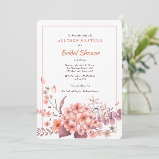Invitation Hydrangea Corail (Debout devant)