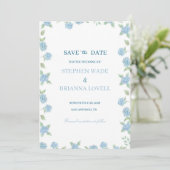 Invitation Hydrangea Côtière Enregistrez la Date  (Debout devant)