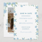 Invitation Hydrangea Côtière Enregistrez la Date  (Devant / Derrière)