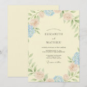 Invitation Hydrangea Crème au Beurre Feuillage Eucalyptus Mar (Devant / Derrière)