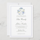 Invitation Hydrangea Crest Formal Blue Frame Coastal Wedding (Devant)