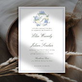 Invitation Hydrangea Crest Formal Blue Frame Coastal Wedding