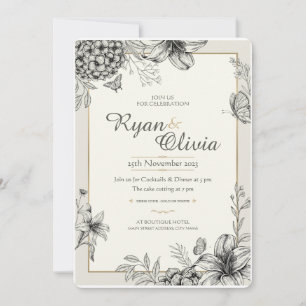 Invitation Hydrangea Customisé Élégant Mariage Vintage