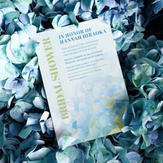 Invitation Hydrangea douche nuptiale à fleurs bleu vert