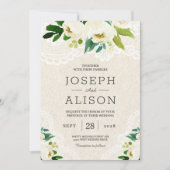 Invitation Hydrangea Élégant Classé Floral Lace Burlap (Devant)