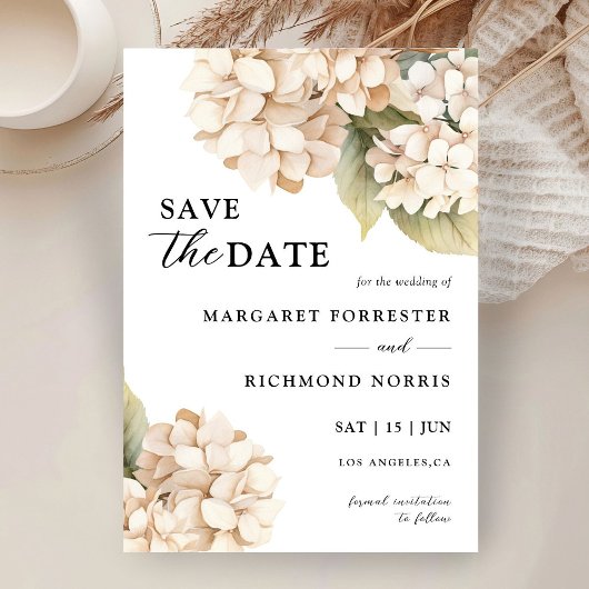 Invitation Hydrangea Élégant Mariage Blanc Enregistrer La Dat