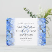 Invitation Hydrangea Élégant Mariage Fleur Bleue (Debout devant)
