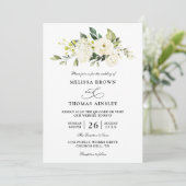 Invitation Hydrangea Elegant Rose Budget QR Code Wedding (Debout devant)
